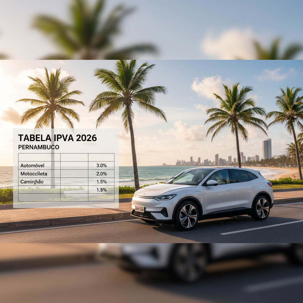 IPVA 2026 em Pernambuco: Tabela de Alíquotas, Calendário e Pagamento